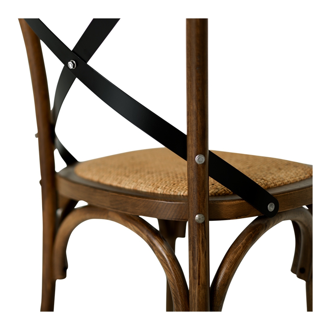 Villa X-Back Dining Chair Deep Oak Rattan Seat image 2